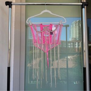 PINK RHINESTONE FESTIVAL CORSET NWT